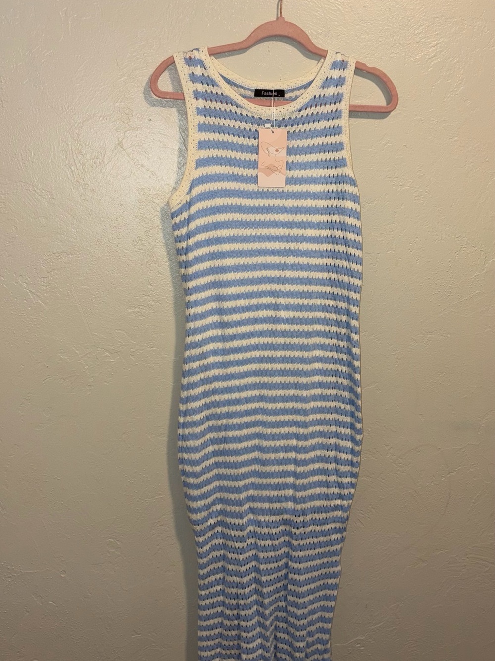 Sleeveless Blue & White Striped Maxi Dress
